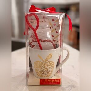 Teacher Appreciation Gift Mug Set with Red and Gold Accents